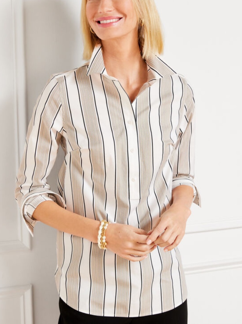 Talbots Plus striped non-iron Tunic top 1X